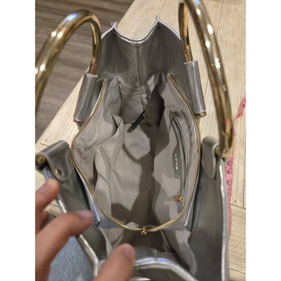 Vintage Bebe Silver Studded Shoulder Bag with Gold Handles & Compartments - Picture 11 of 13